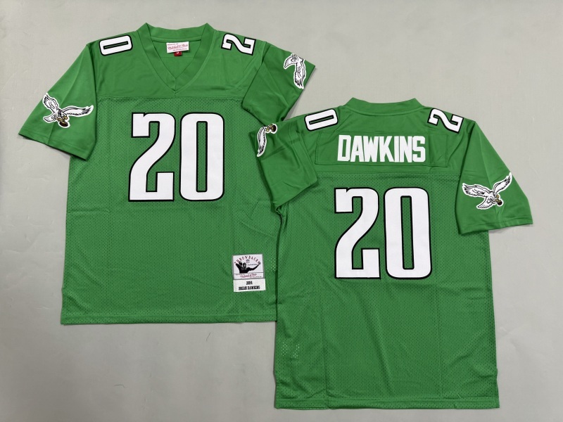 Men 2025 Philadelphia Eagles #20 Dawkins green Throwback Limited NFL Jersey style 001